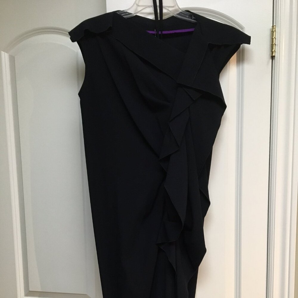 Sophisticated navy wool French couture dress, FR38, NWT